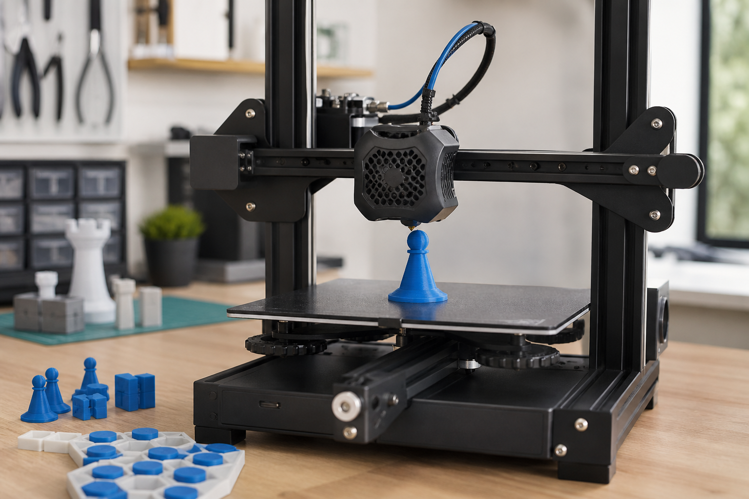 3D printer producing an educational board-game component